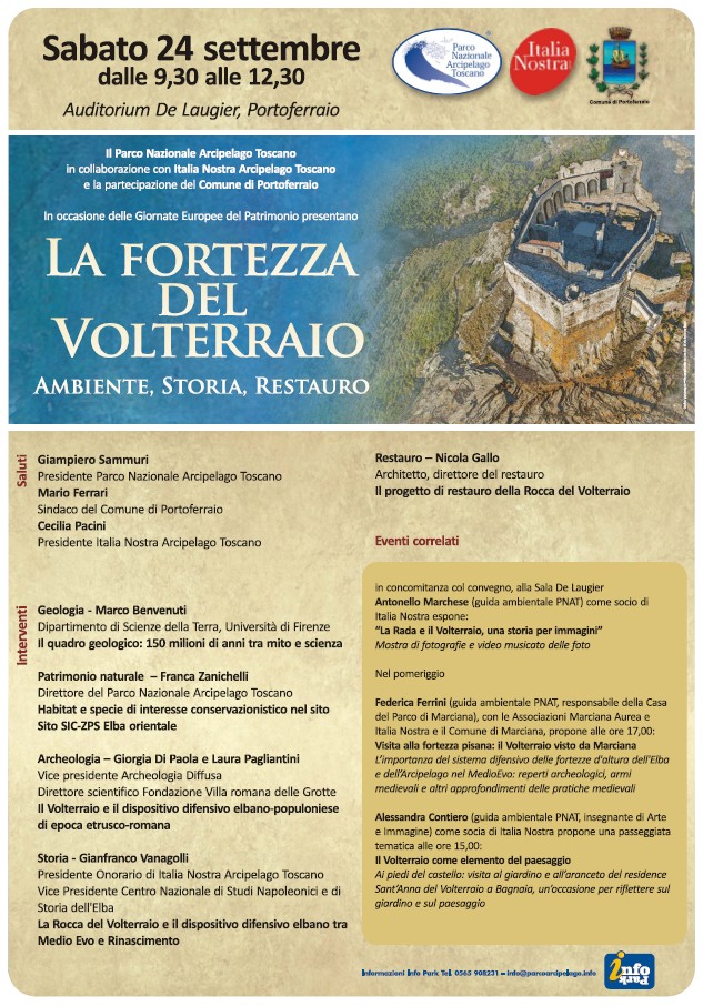 24 settembre Convegno “La rocca del Volterraio. Ambiente storia e Restauro” e inaugurazione foresteria di Marciana