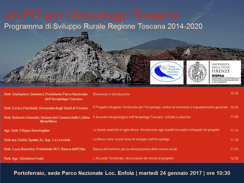 “Un PIT per l’Arcipelago Toscano”  Convegno 24 gennaio 2017 al Parco