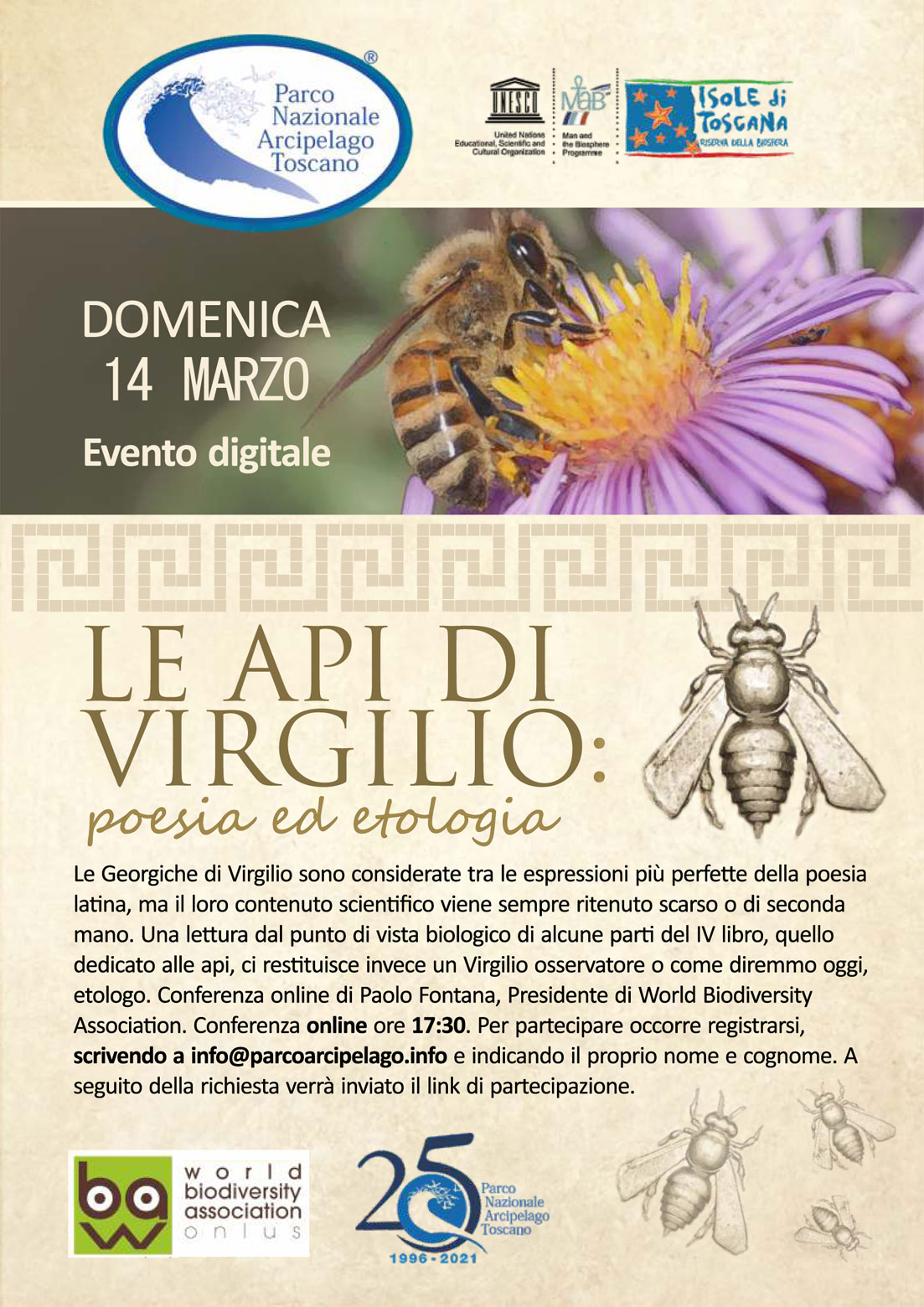 DOMENICA 14 MARZO ore 17,30. Le api di Virgilio: poesia ed etologia