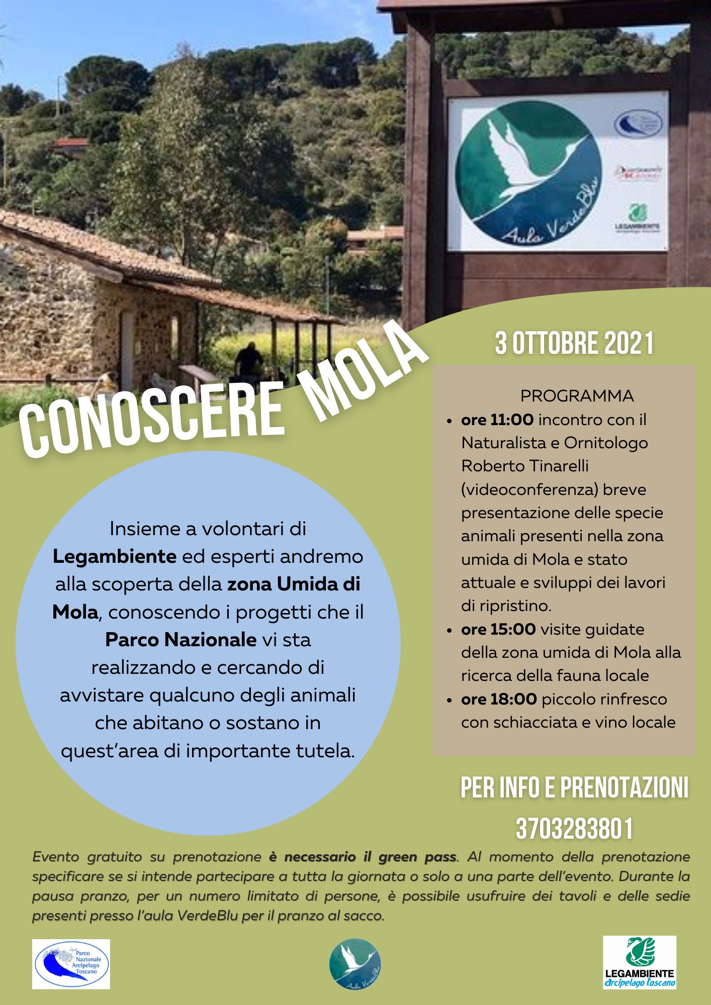 Conoscere Mola e le sue creature. Appuntamento Domenica 3 ottobre all’Aula VerdeBlu