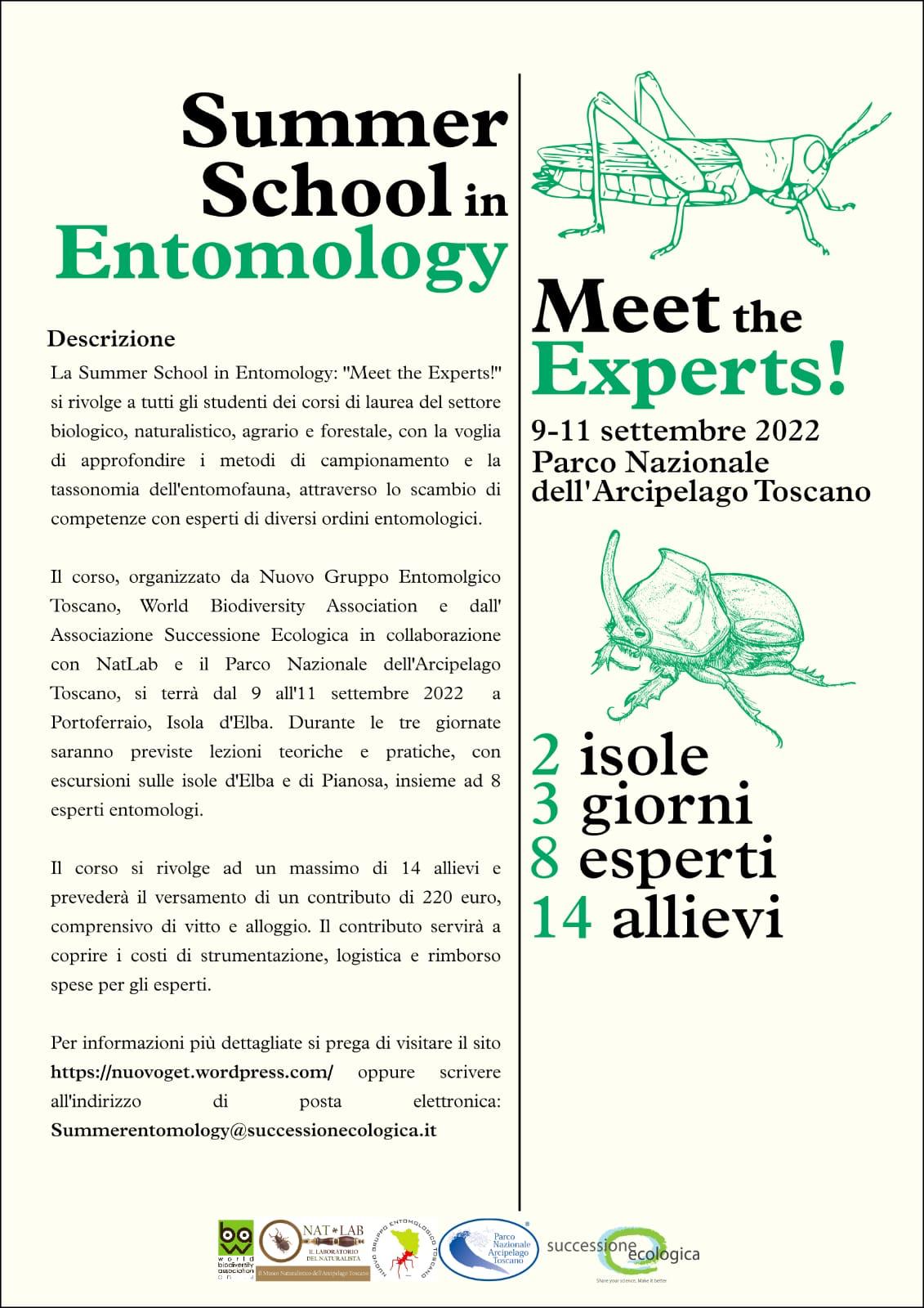 Summer school in Entomology nel Parco Nazionale Arcipelago Toscano