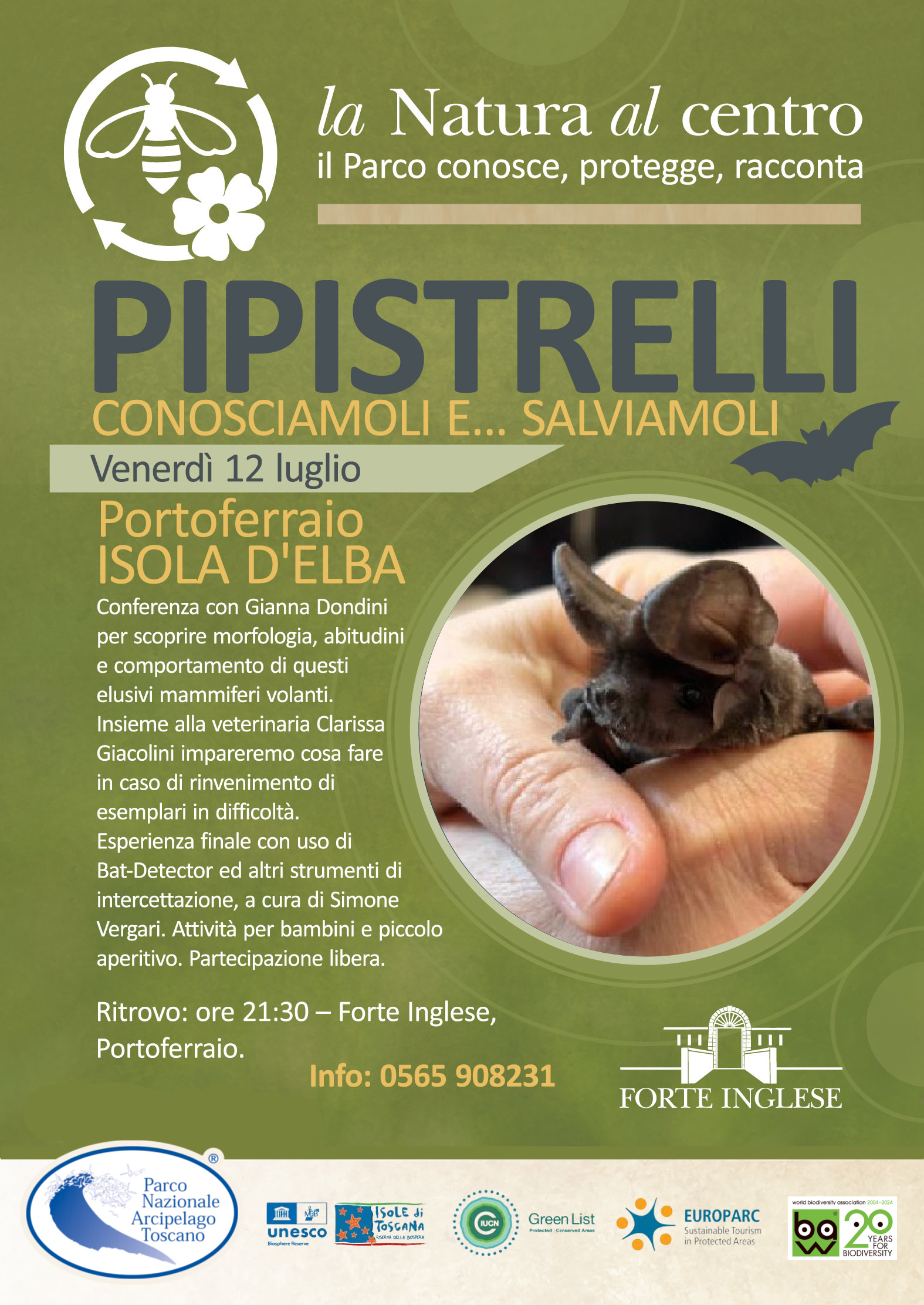 ISOLA D’ELBA  12 LUGLIO. Pipistrelli! Conosciamoli e…salviamoli. 