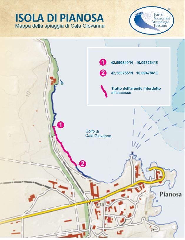 Divieto temporaneo accesso notturno a Cala Giovanna Isola di Pianosa per schiusa nidi Caretta caretta